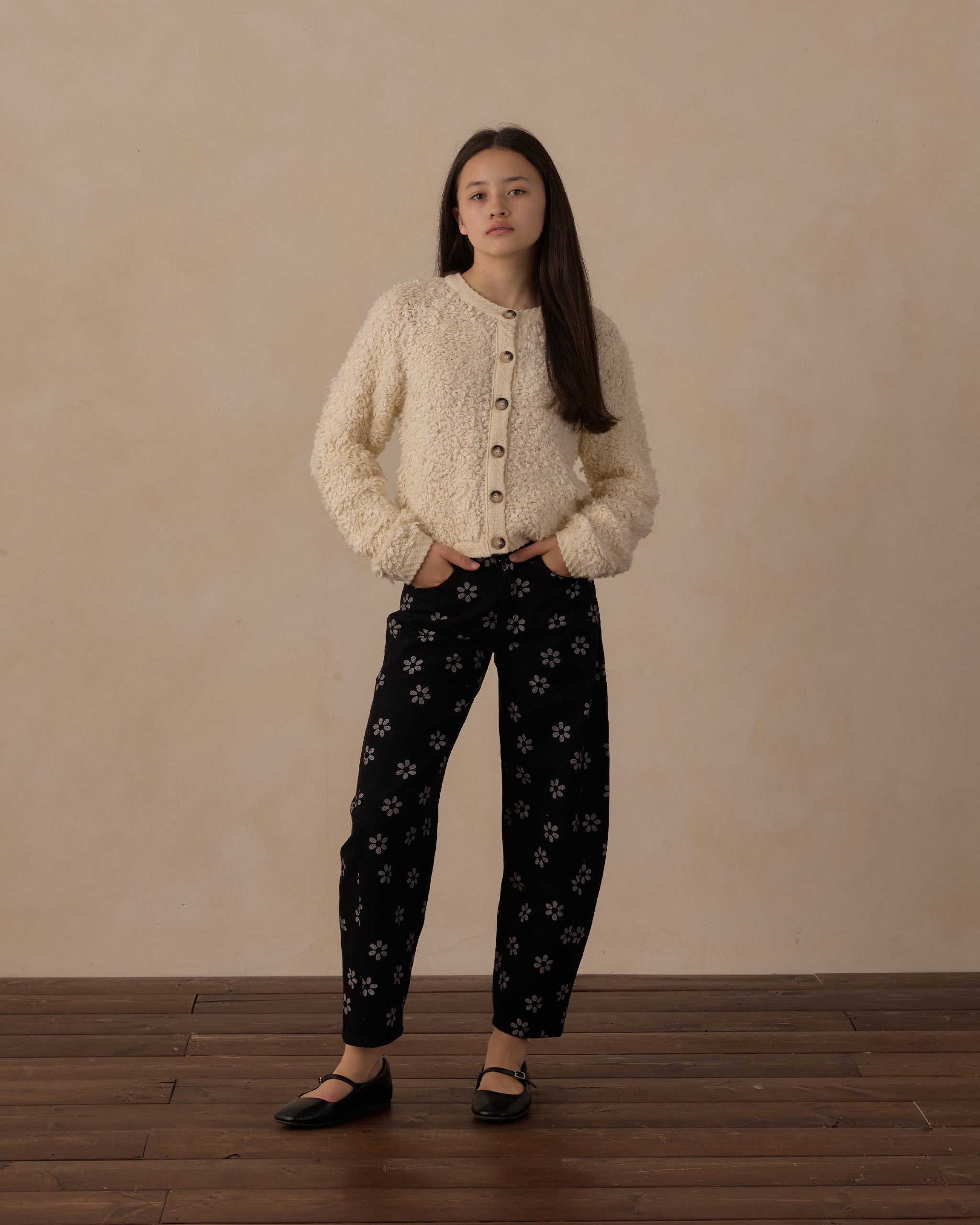 Teen Barrel Pant Black Daisy - Rylee + Cru | Kids Clothes | Trendy Baby Clothes | Modern Infant Outfits |