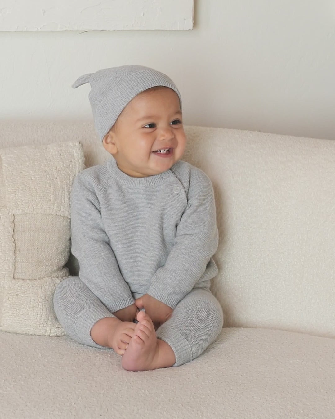 Wrap Knit Footie || Heathered Natural