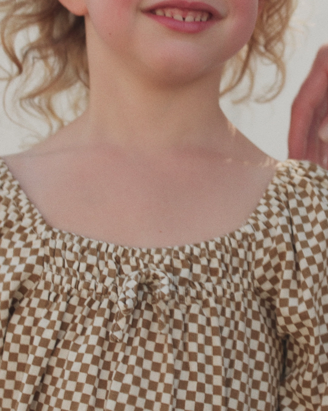 Sabrina Mini Dress Ocre Check