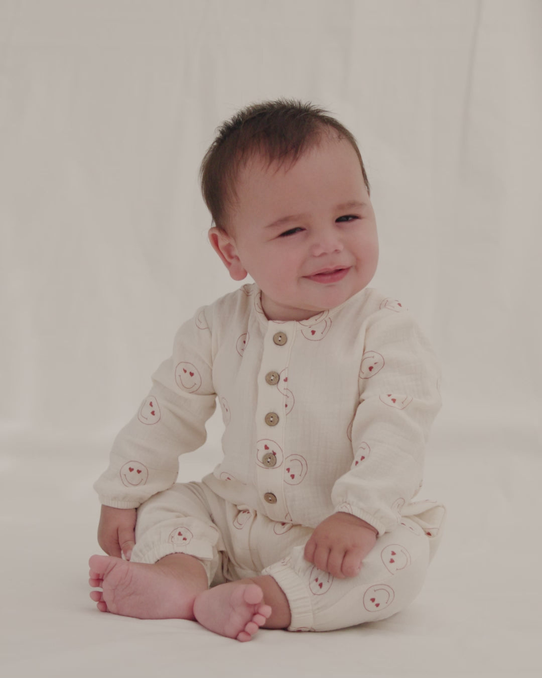 Woven Jumpsuit Heart Eyes