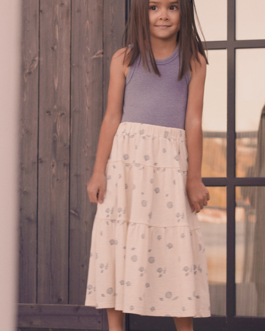 Falda midi escalonada Conchas