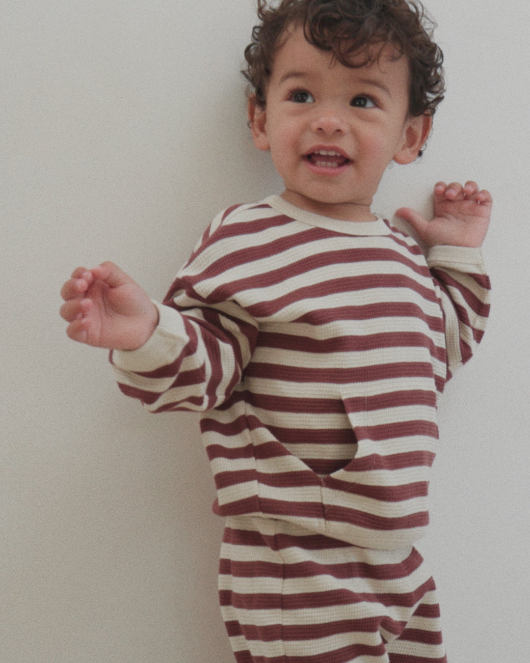 Waffle Slouch Set Black Cherry Stripe