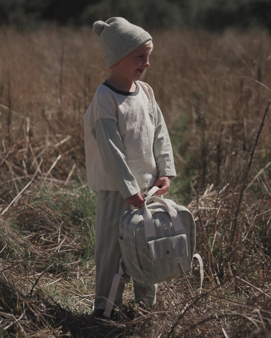 Mini Backpack Sage Pinstripe