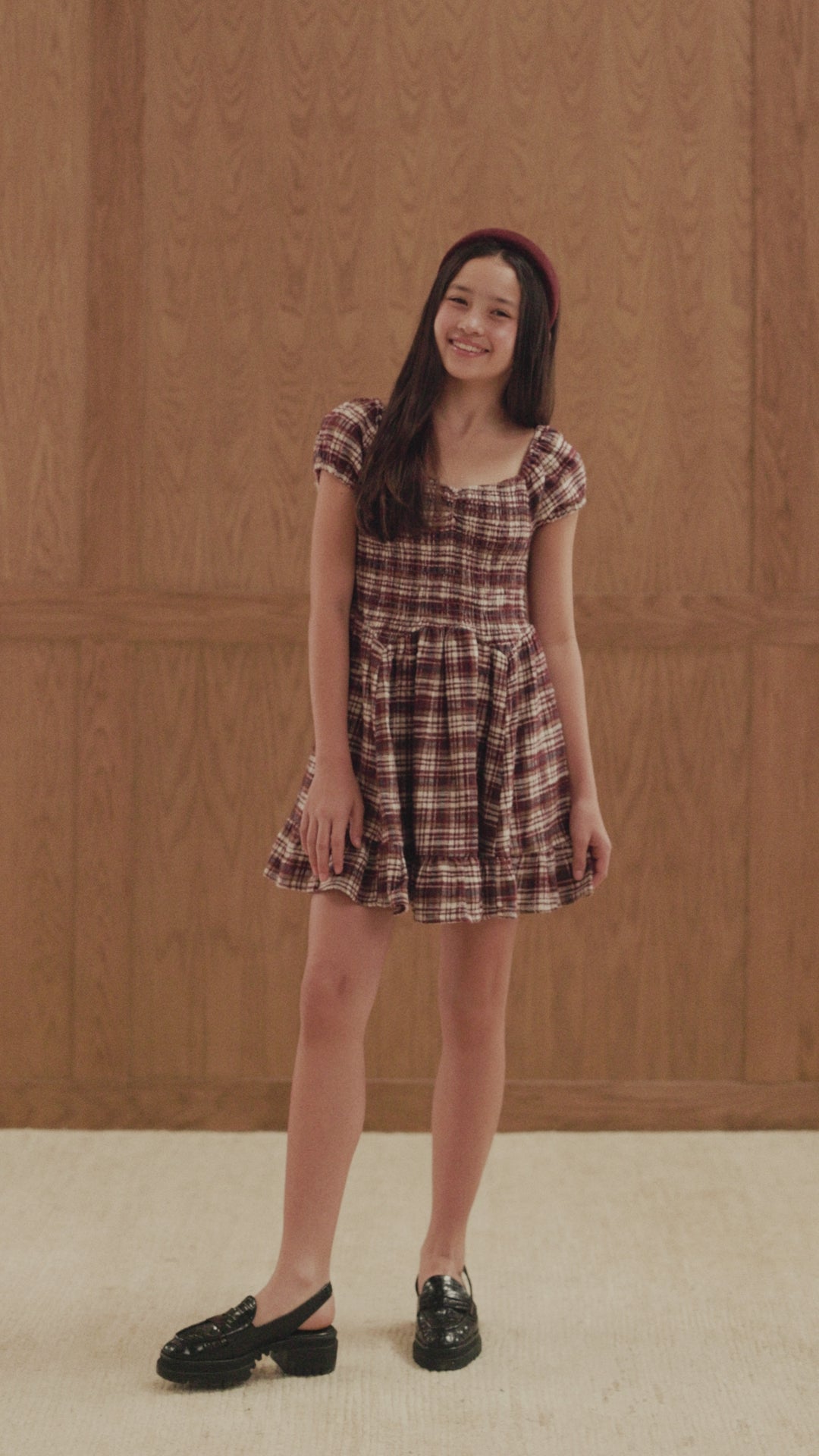 Stella Dress || Burgundy Plaid