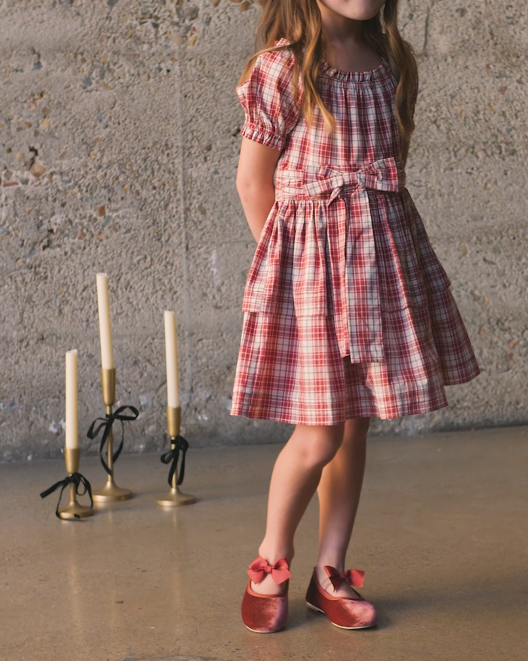 安妮特连衣裙 |假日格子呢