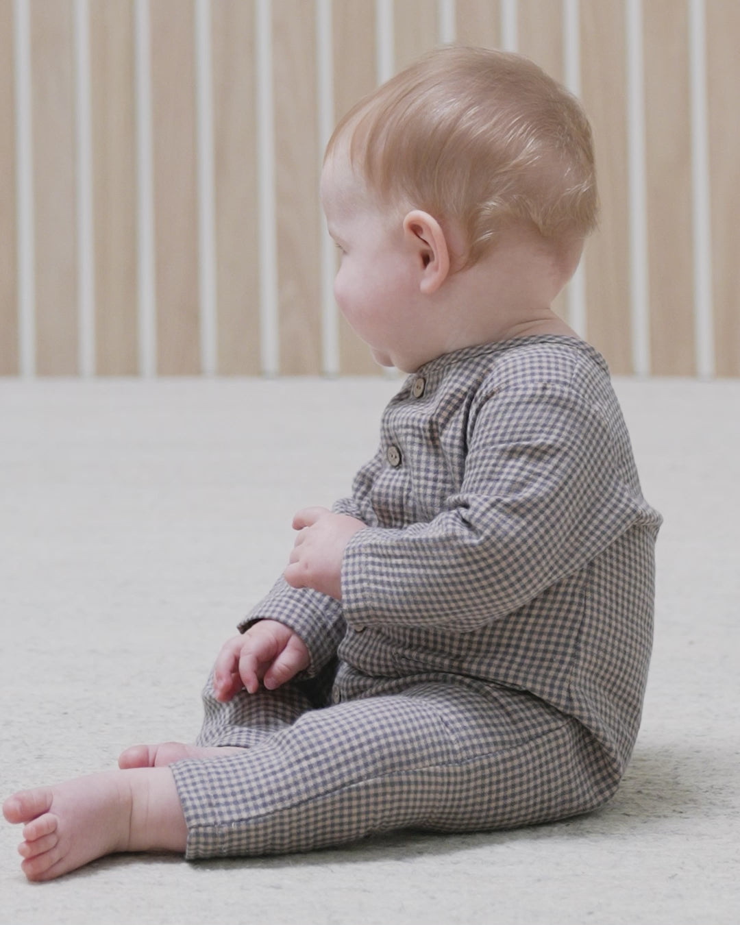 Woven Baby Bonnet || Indigo Gingham