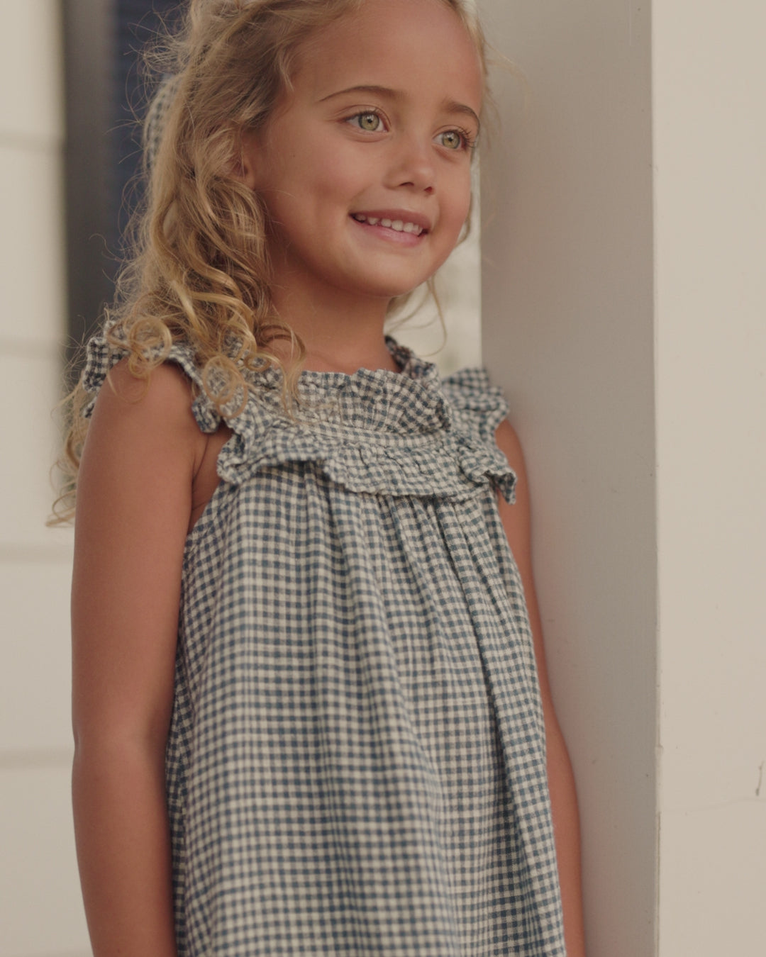 Lennon Dress Marine Gingham