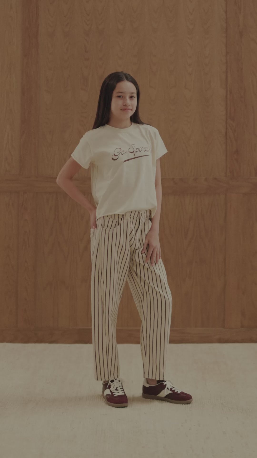 桶裤 ||酒红色细条纹