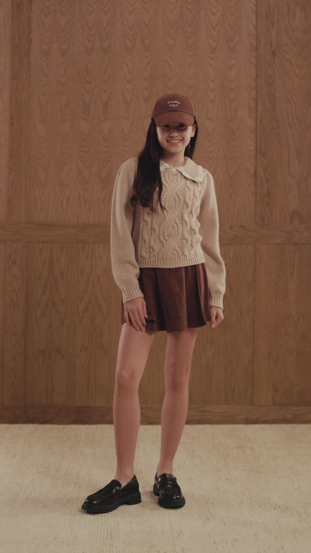 Plissierter Jeansrock || Braun gewaschen