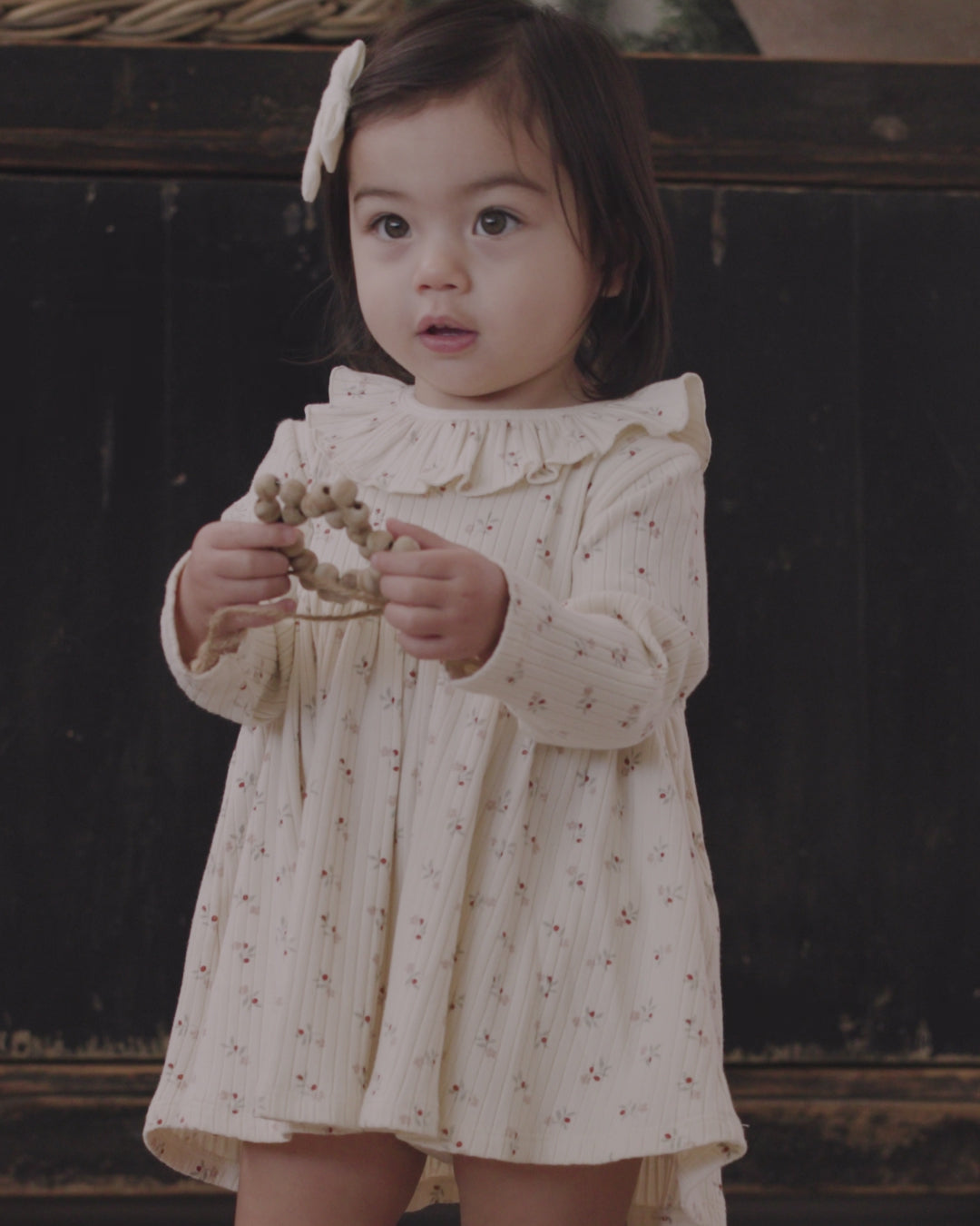 Ruffle Collar Dress || Natural Ditsy