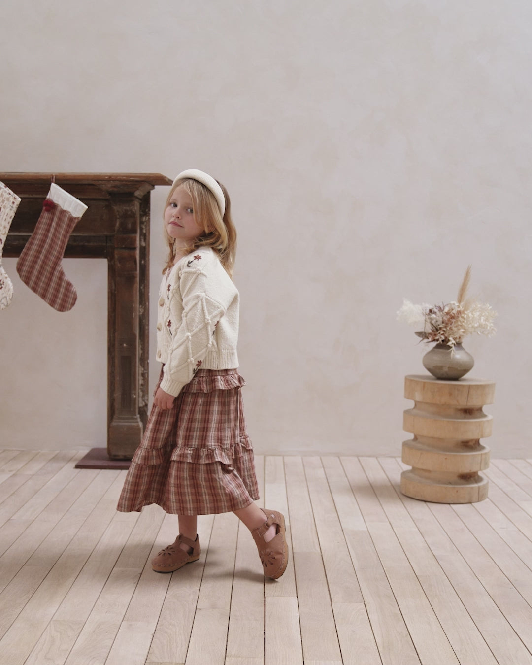 Ruffled Midi Skirt || Autumn Plaid