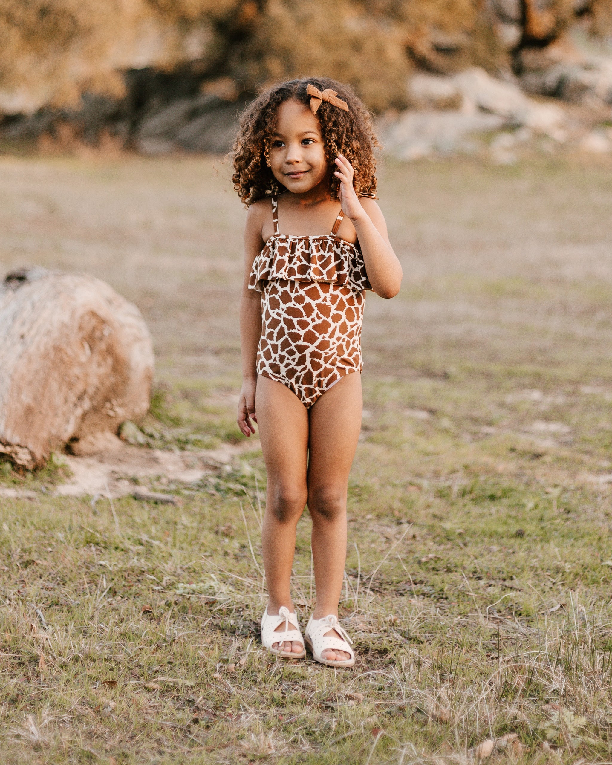 ruffle one-piece || giraffe spots - Rylee + Cru | Kids Clothes | Trendy Baby Clothes | Modern Infant Outfits |