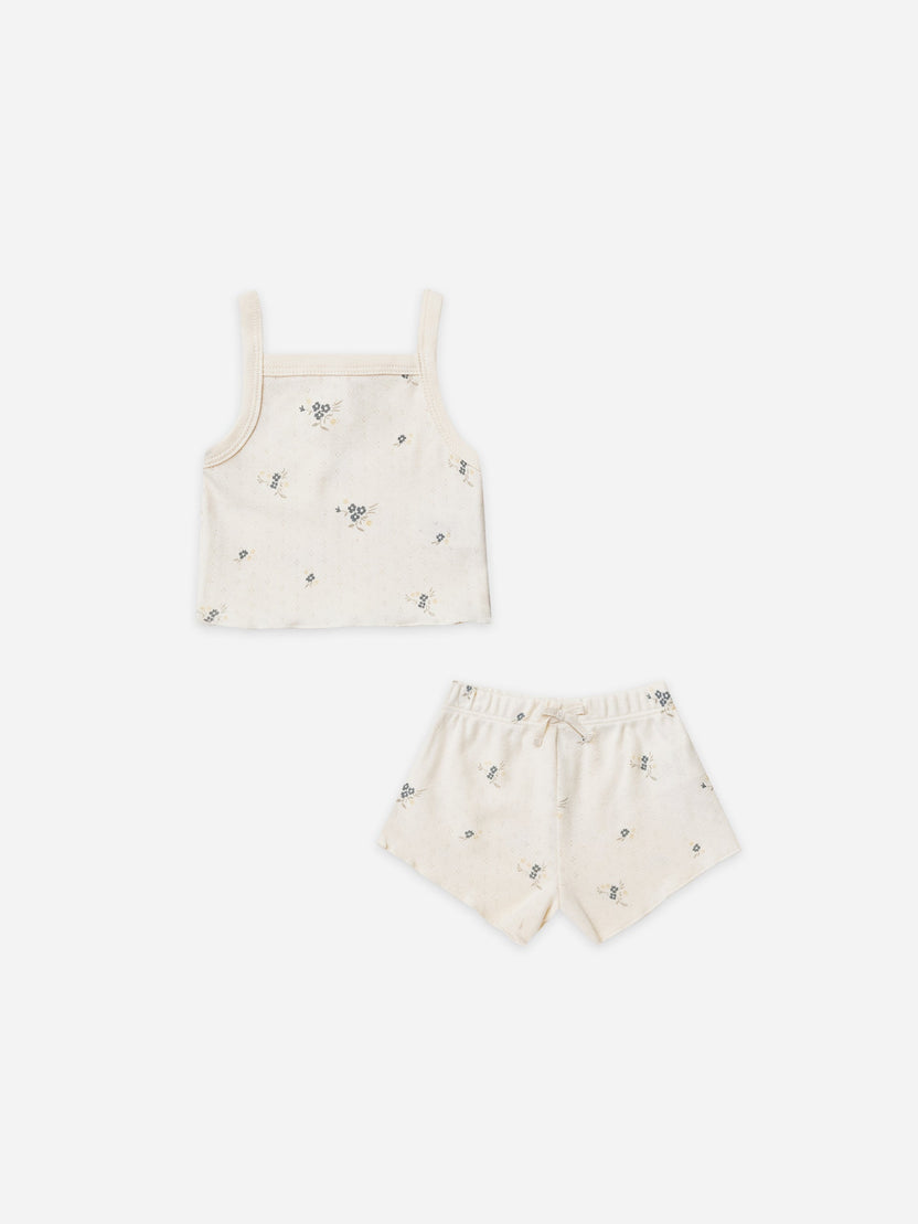 Quincy Mae Sleeveless Ruffle V Dress | Ditsy Ocean