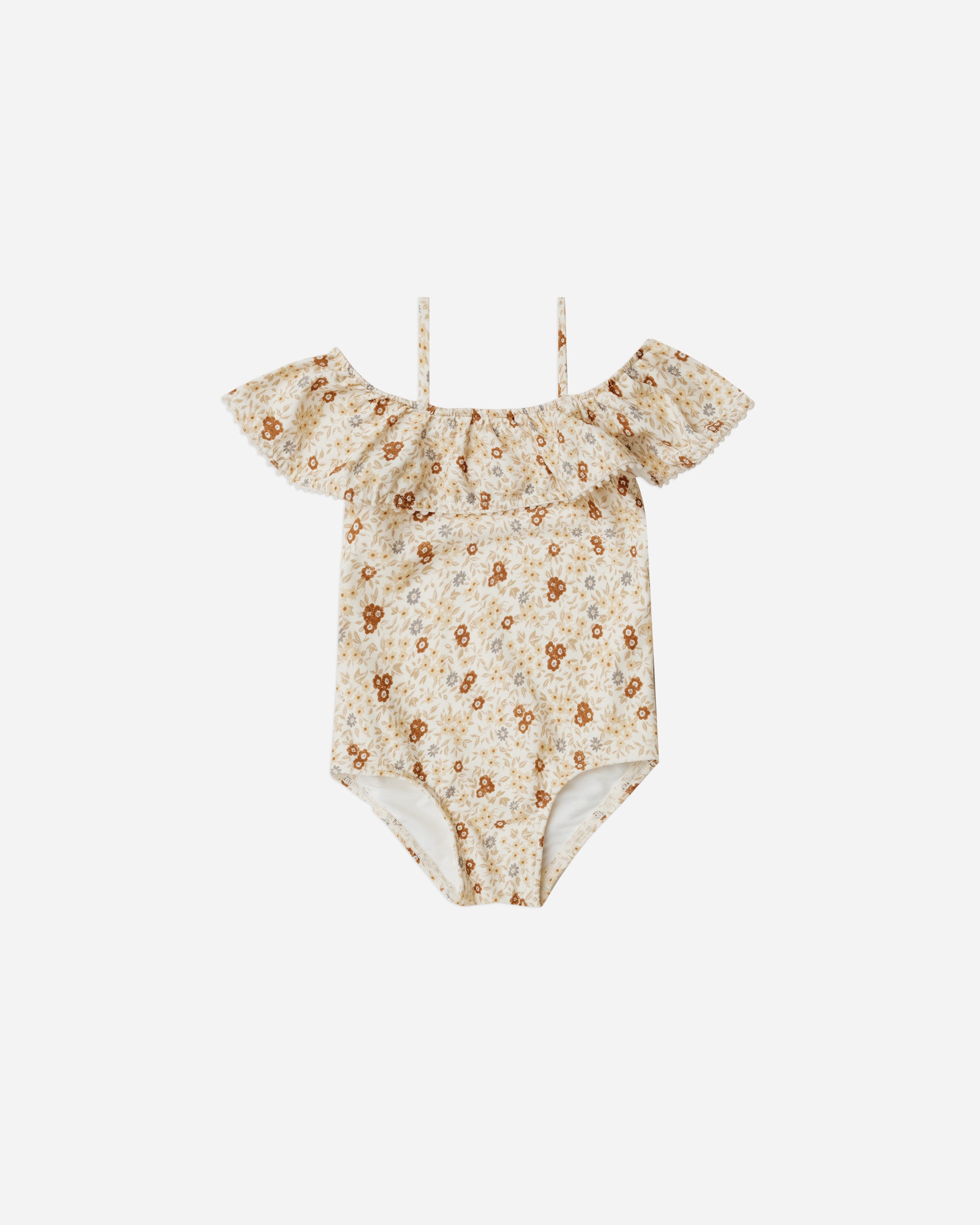 off-the-shoulder one-piece || flower field - Rylee + Cru | Kids Clothes | Trendy Baby Clothes | Modern Infant Outfits |