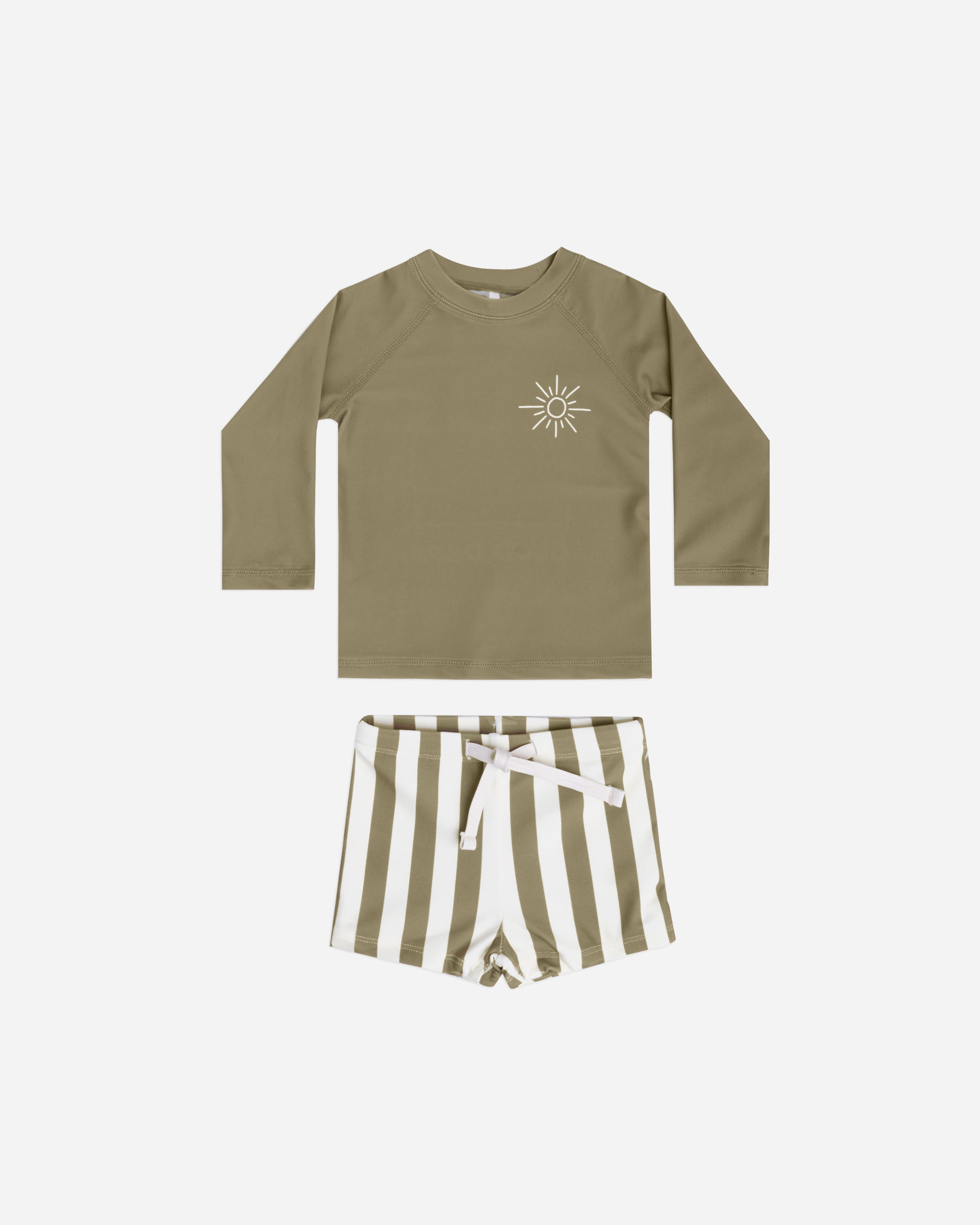 RYLEE + CRU SWIM TRUNK GREEN STRIPE